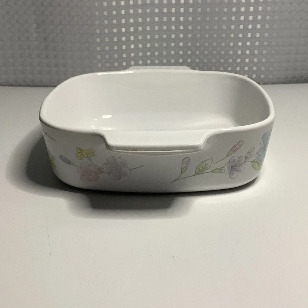 Vintage Corning Ware  A-1-B 1 Liter Casserole Dish Pastel Bouquet No Lid